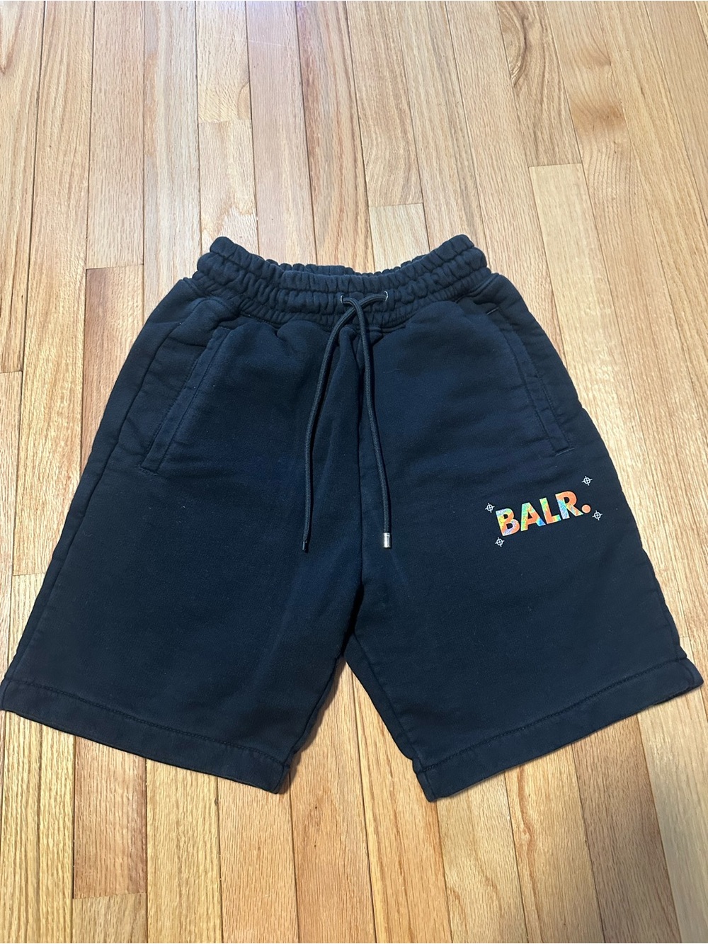 BALR. Mens Black Logo Cotton Drawstring Shorts Small